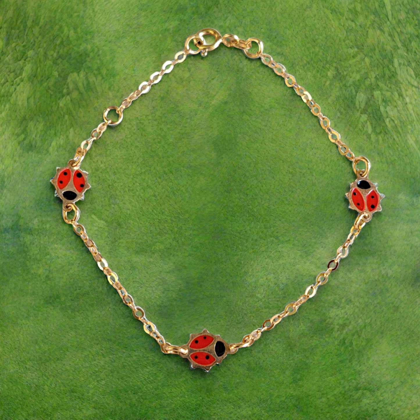 14K Gold Bracelet with ladybugs