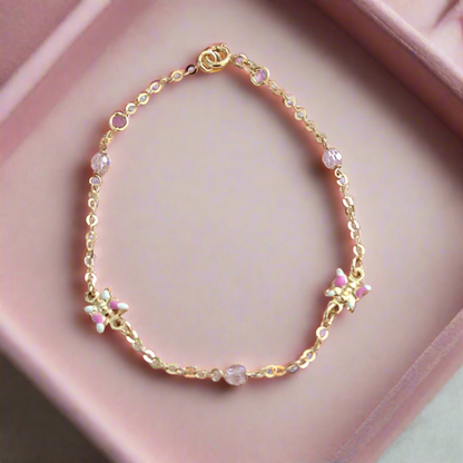 9K Gold bracelet with butteflies