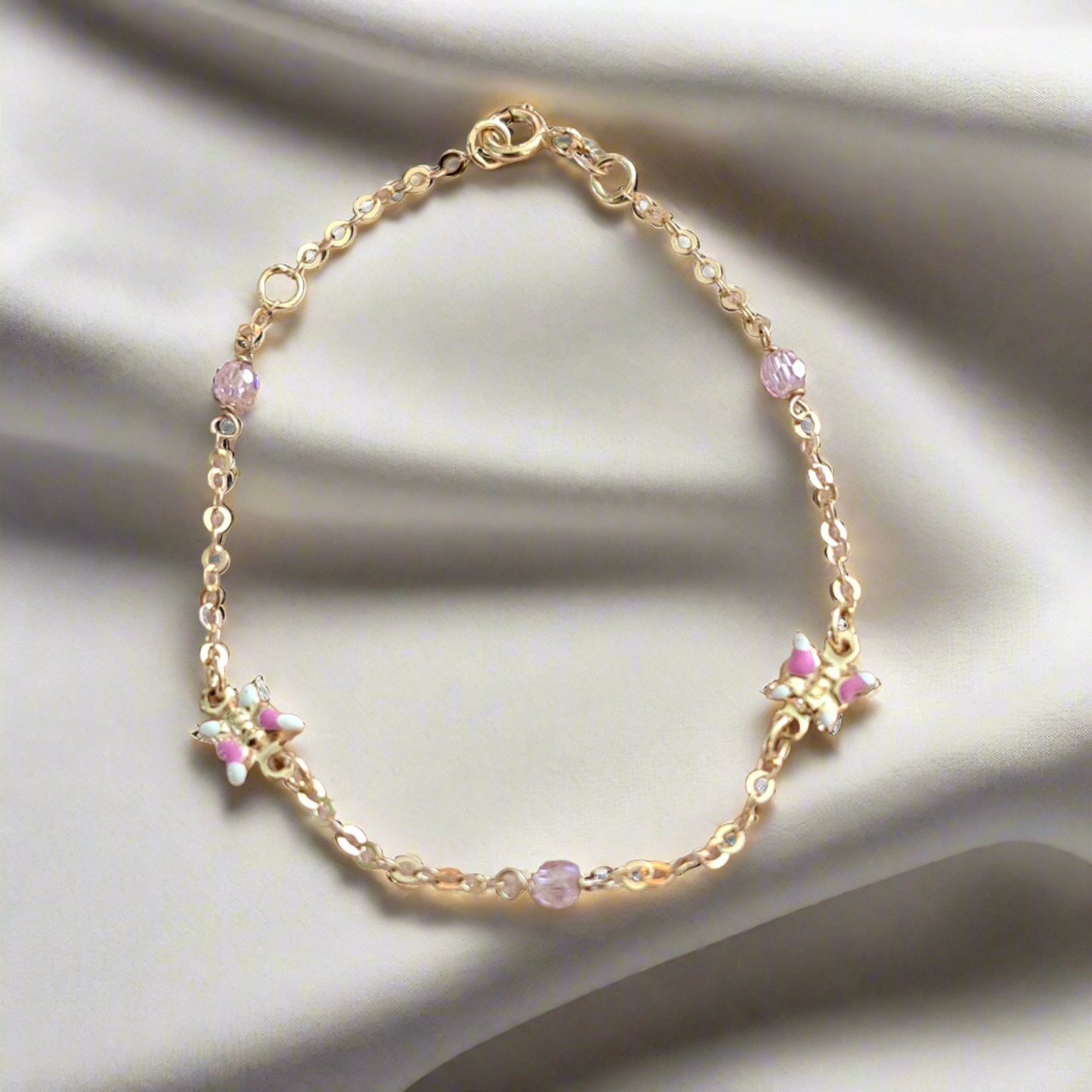 9K Gold bracelet with butteflies