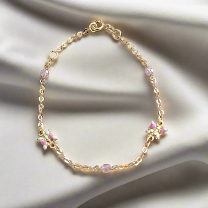 9K Gold bracelet with butteflies