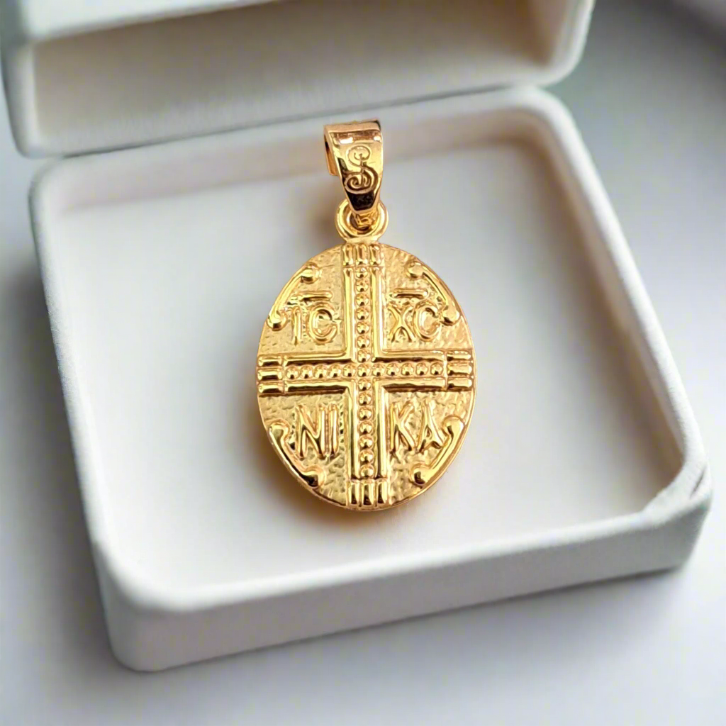 9K Gold Constantine oval coin-cross