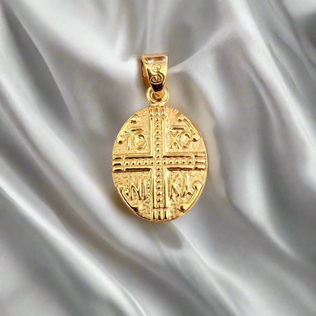 9K Gold Constantine oval coin-cross