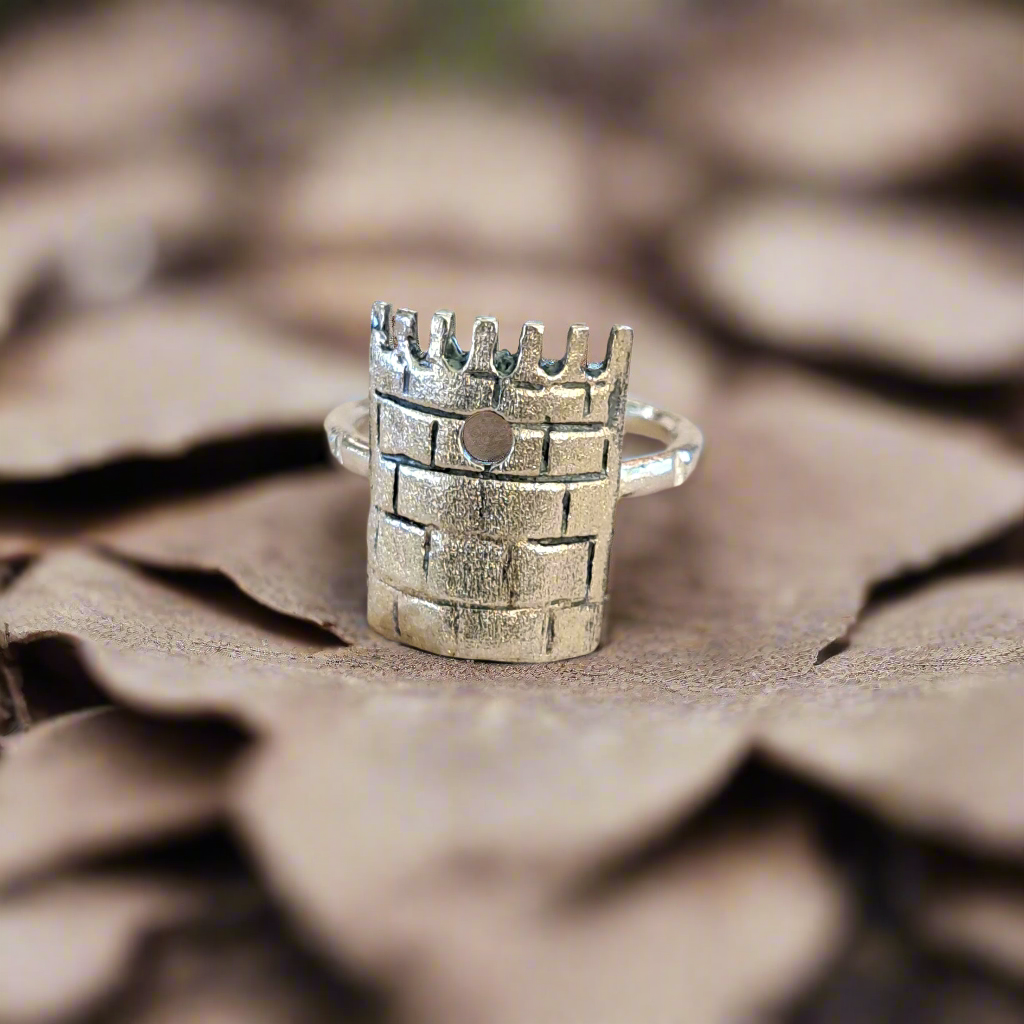 A castle- sterling silver ring