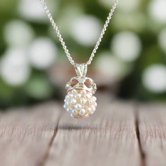 A bouquet of seed pearls- sterling silver pendant