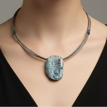 Handmade  sterling silver necklace with precious gems