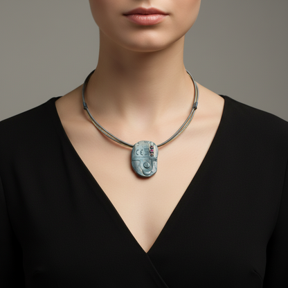 Handmade  sterling silver necklace with precious gems