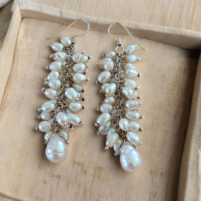 Handmade sterling silver earrings with pearls