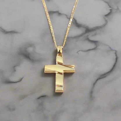 Gold Cross 9K with wavy design