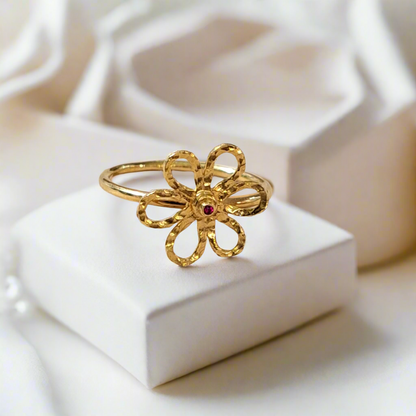 Marguarite 14K Gold ring with a ruby