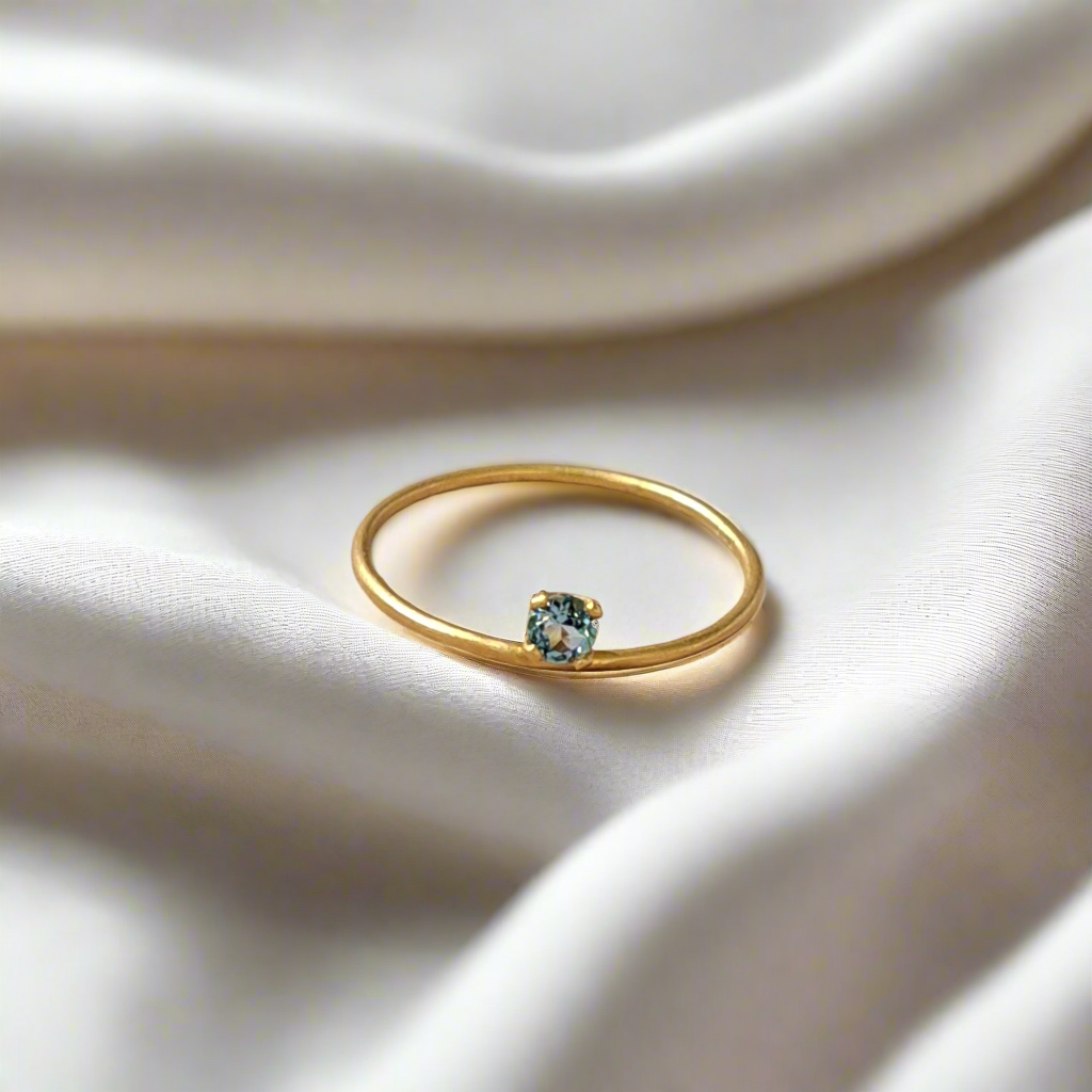 Handmade 14K ring with aquamarine