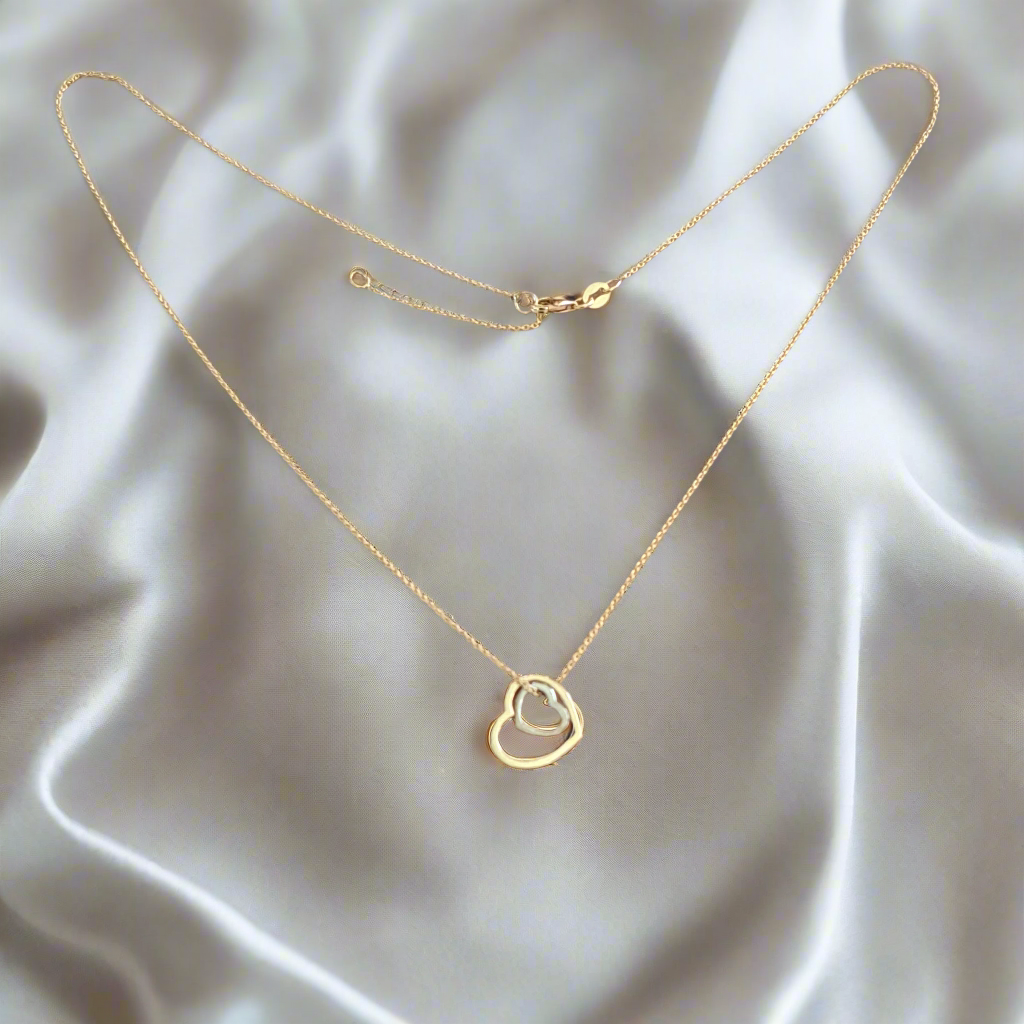 Two hearts 14K Gold necklace