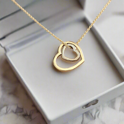 Two hearts 14K Gold necklace