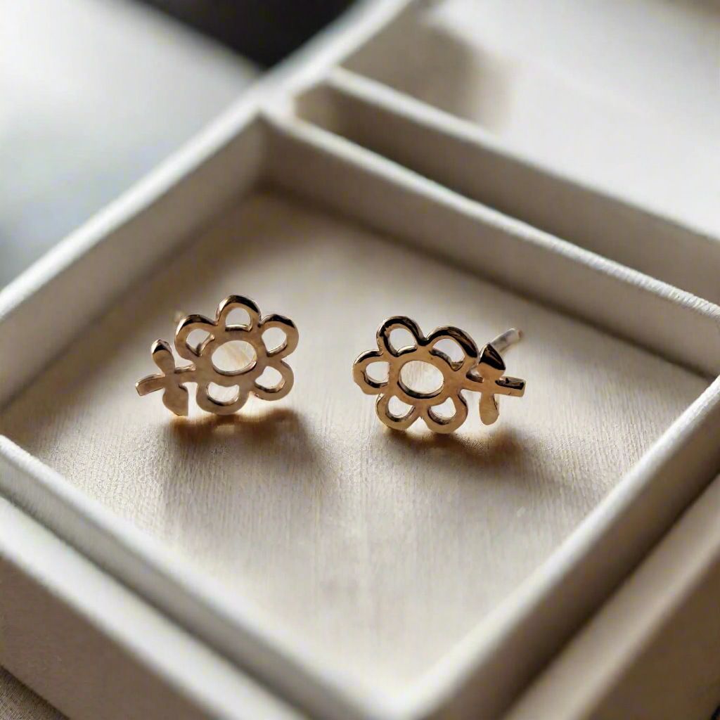 14Κ  flowers, stud earrings