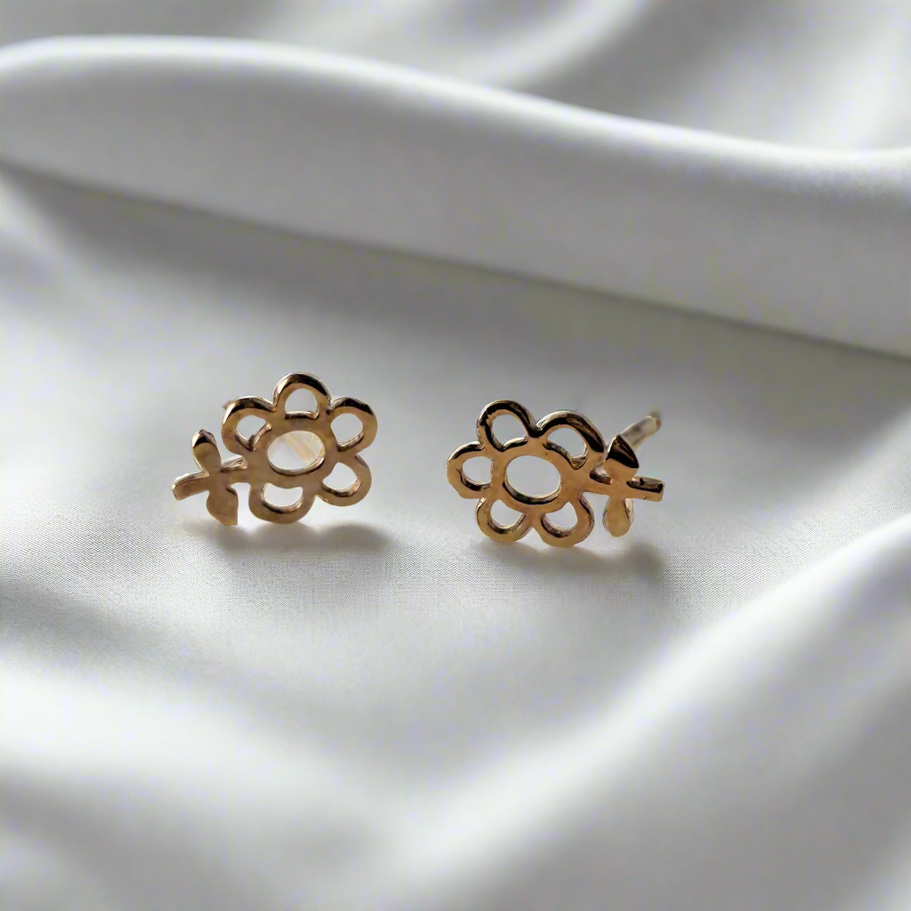 14Κ  flowers, stud earrings