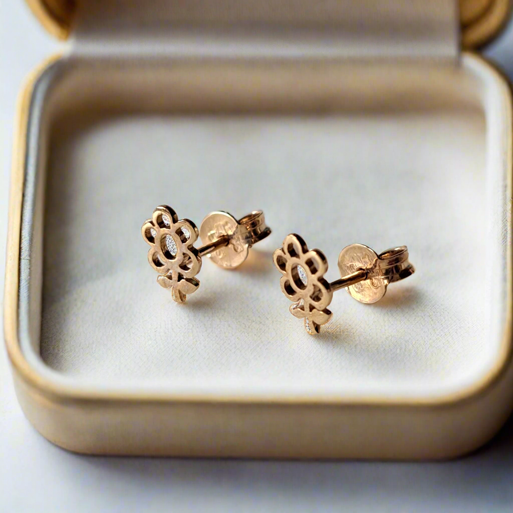 14Κ  flowers, stud earrings