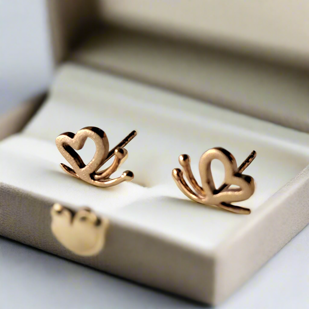 14K gold earrings with tiny buterrflies