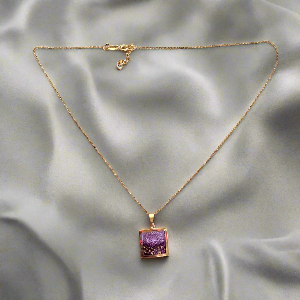 Gold plated sterling silver purple necklace