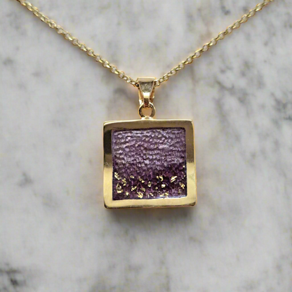 Gold plated sterling silver purple necklace