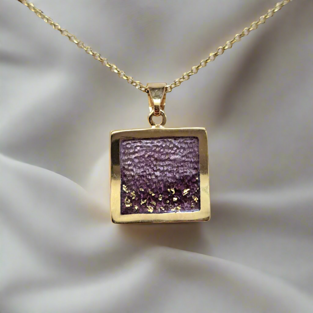 Gold plated sterling silver purple necklace