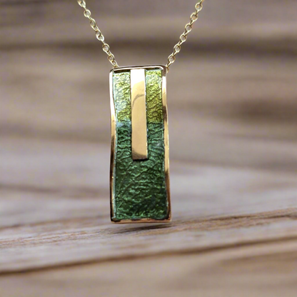 Handmade gold plated sterling silver green necklace