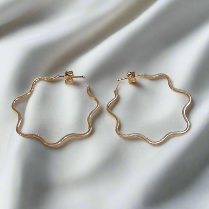 Wavy Hoops   in 14K  red Gold