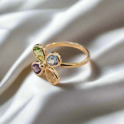 14K Gold ring with precious stones