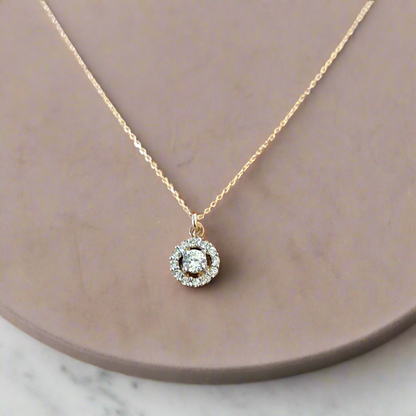 9K Gold  round pendant with sparkle zirkons