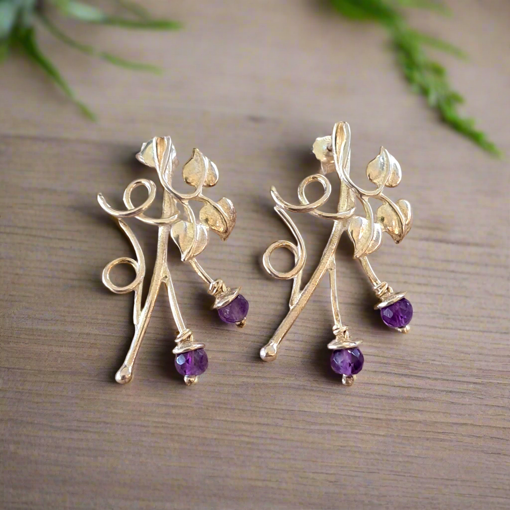 Ivy sterling silver earrings with amethysts