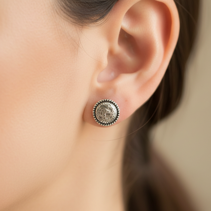 Round vintage silver earrings - Katerina Roukouna