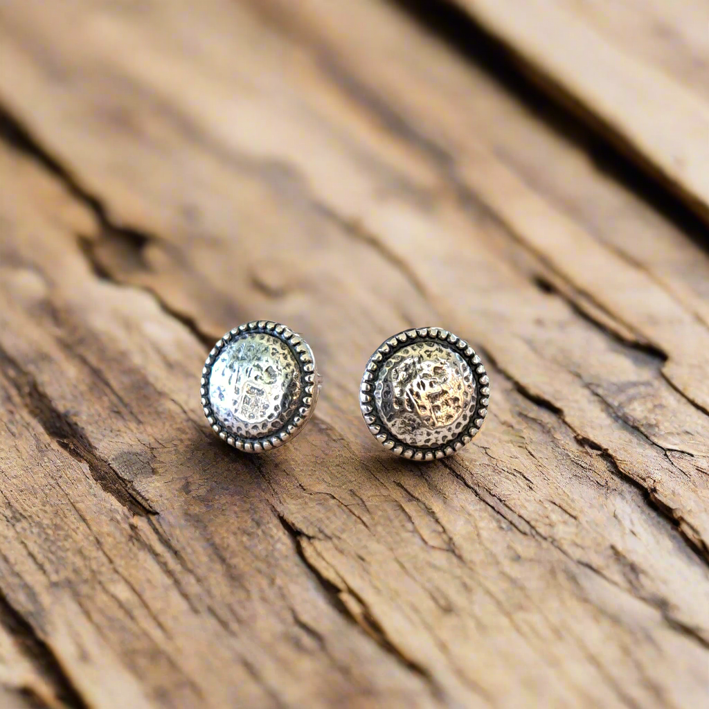 Round vintage silver earrings