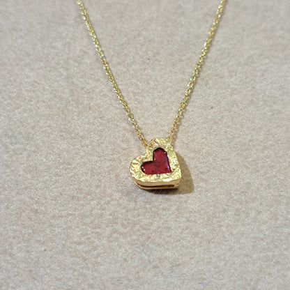 Heart- Gold plated silver necklace with enamel