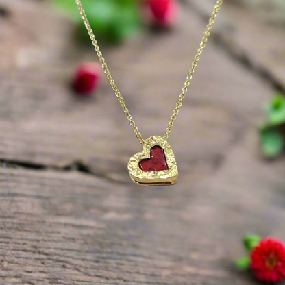 Heart- Gold plated silver necklace with enamel