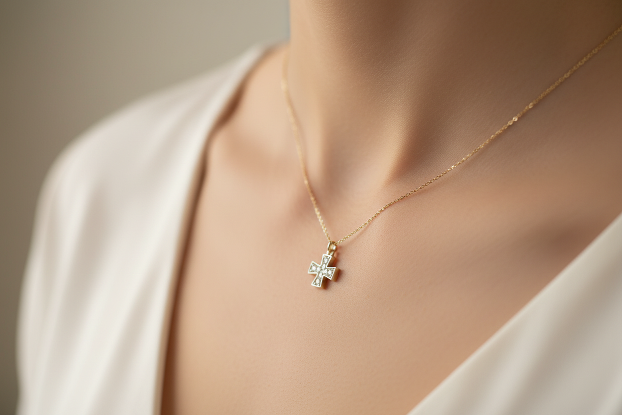9K Gold cross with zirkons (II)