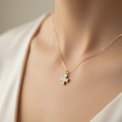 9K Gold cross with zirkons (II)