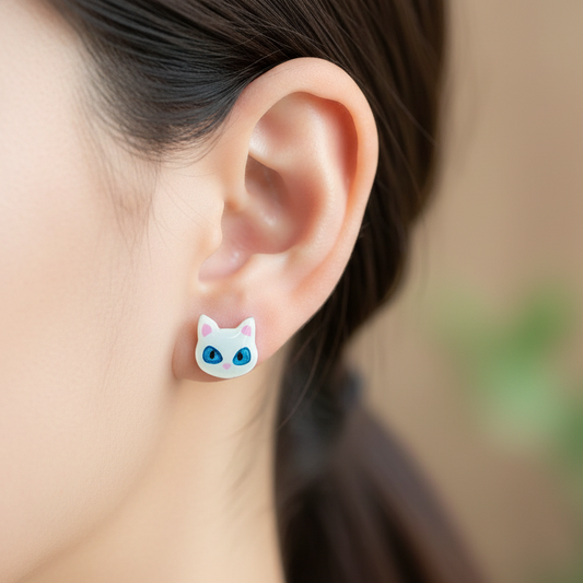 Sterling silver stud earrings-white cuts - Katerina Roukouna