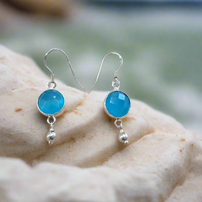 Sterling silver earrings with blue agates
