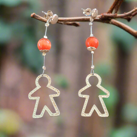 Handmade sterling silver earrings with orange crystals - Katerina Roukouna