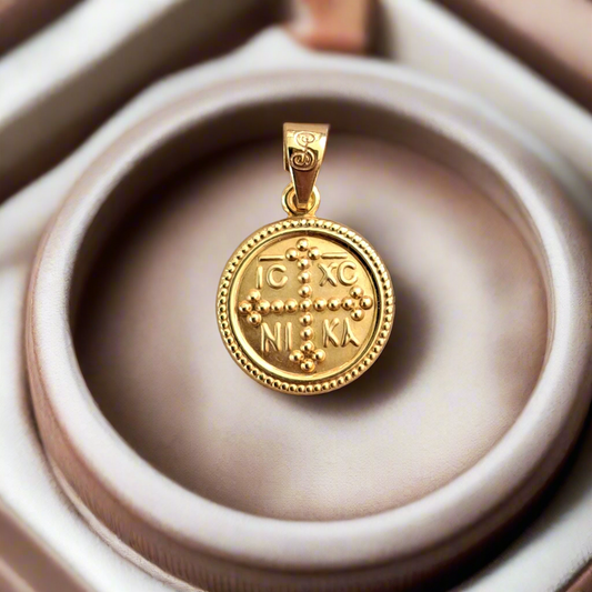 14K Gold byzantine Coin charm