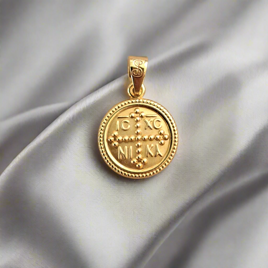 14K Gold byzantine Coin charm