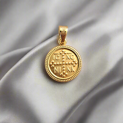 14K Gold byzantine Coin charm