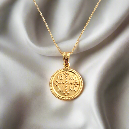 14K Gold byzantine Coin charm