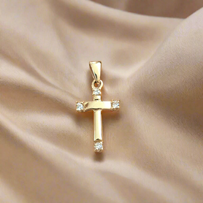 14K Gold elegant cross with zirkons