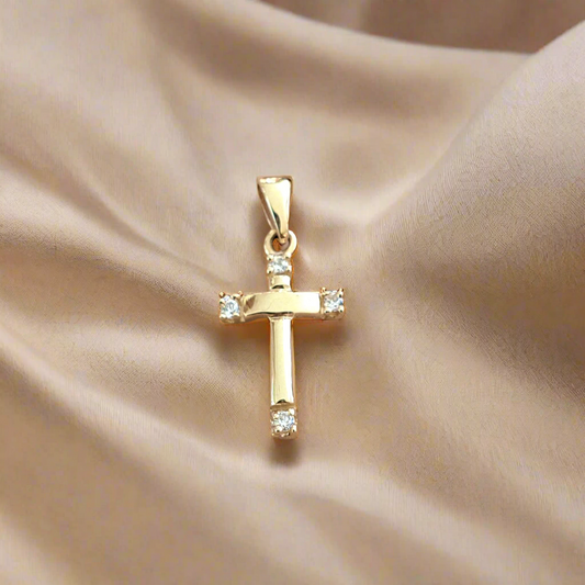 14K Gold elegant cross with zirkons