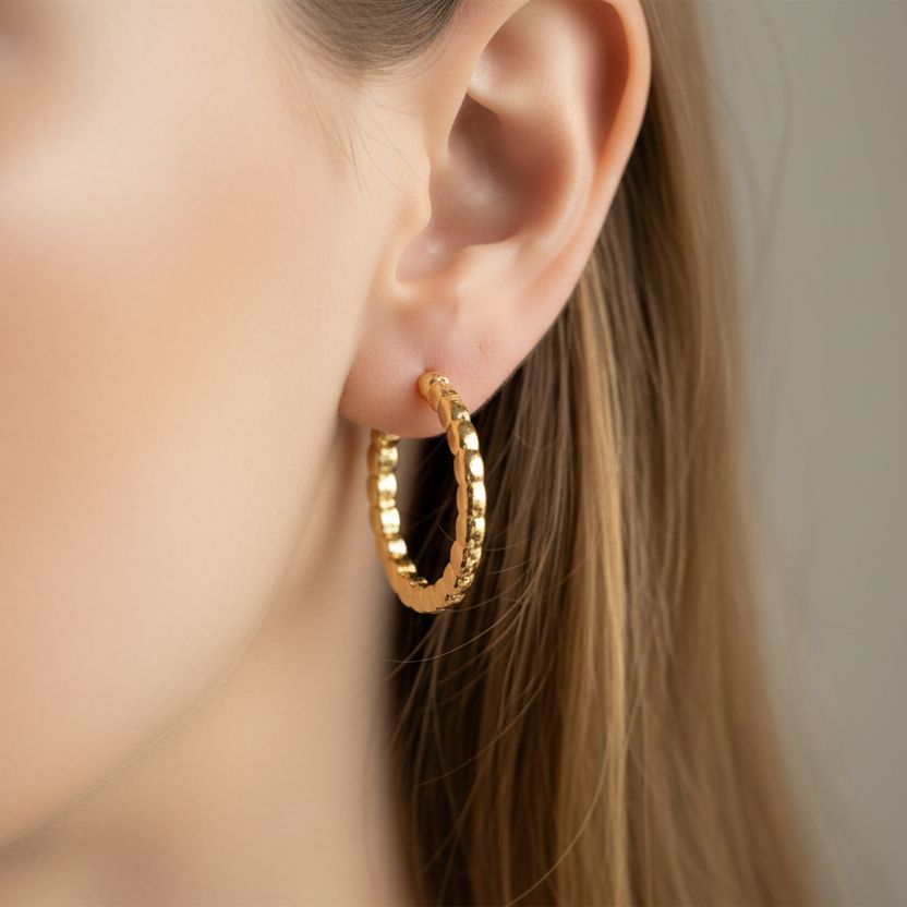 Gold plated sterling silver hoops (I)