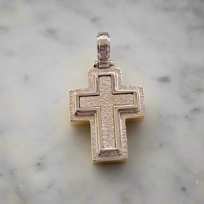 18K Handmade  hammered White gold Cross - Katerina Roukouna