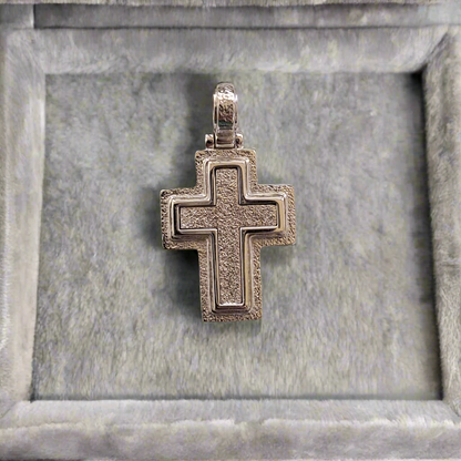 18K Handmade  hammered White gold Cross - Katerina Roukouna