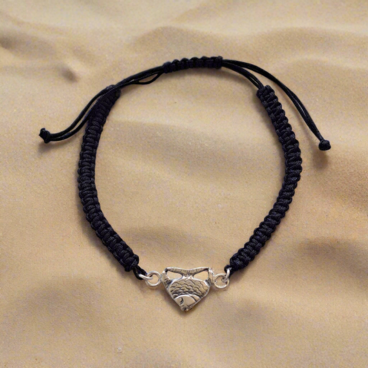 Fish sterling silver macrame bracelet