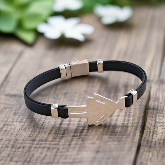 Sterling silver bracelet with rubber - Katerina Roukouna