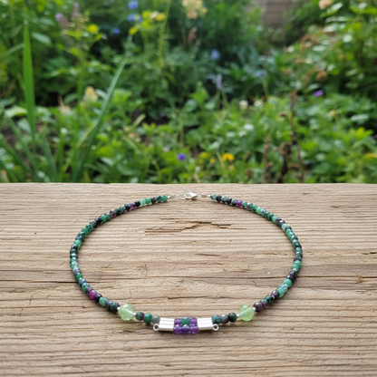 Handmade necklace with zoisite and sterling silver - Katerina Roukouna