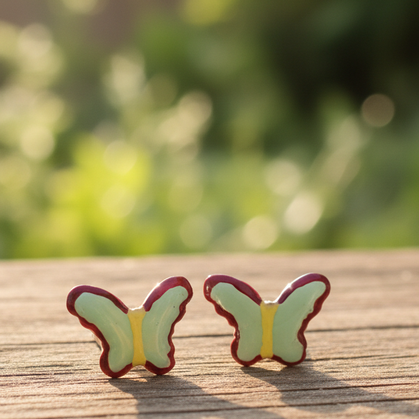 Green butterflies sterling silver earrings - Katerina Roukouna
